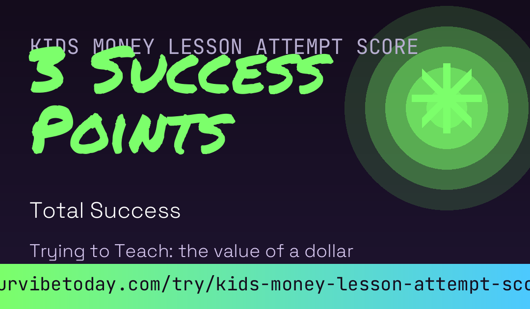 Kids Money Lesson Attempt Score card