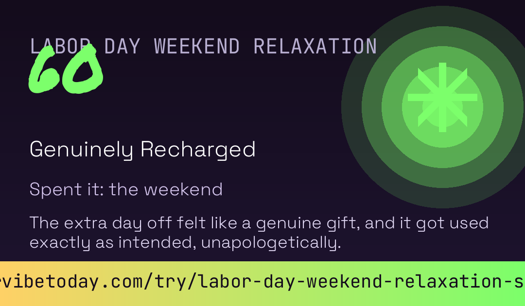 Labor Day Weekend Relaxation Score card