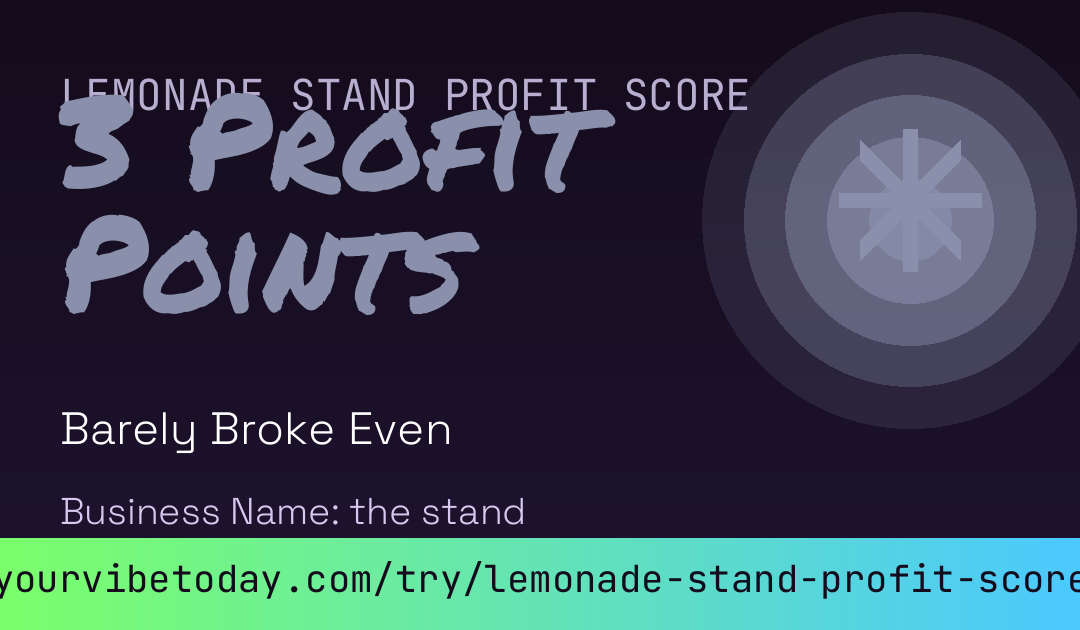 Lemonade Stand Profit Score card preview