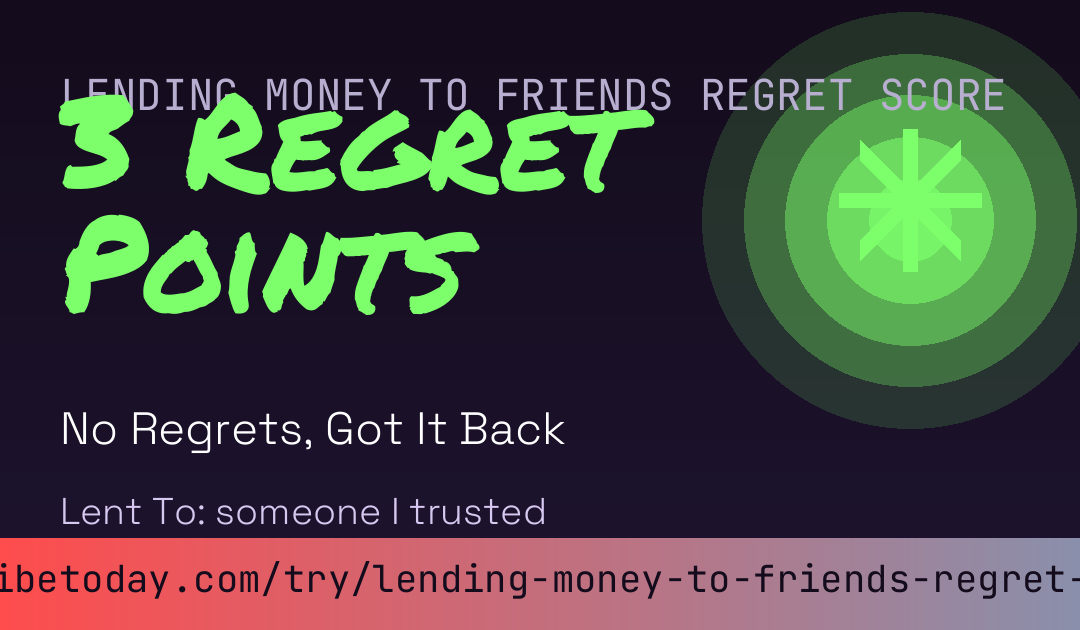 Lending Money to Friends Regret Score card preview