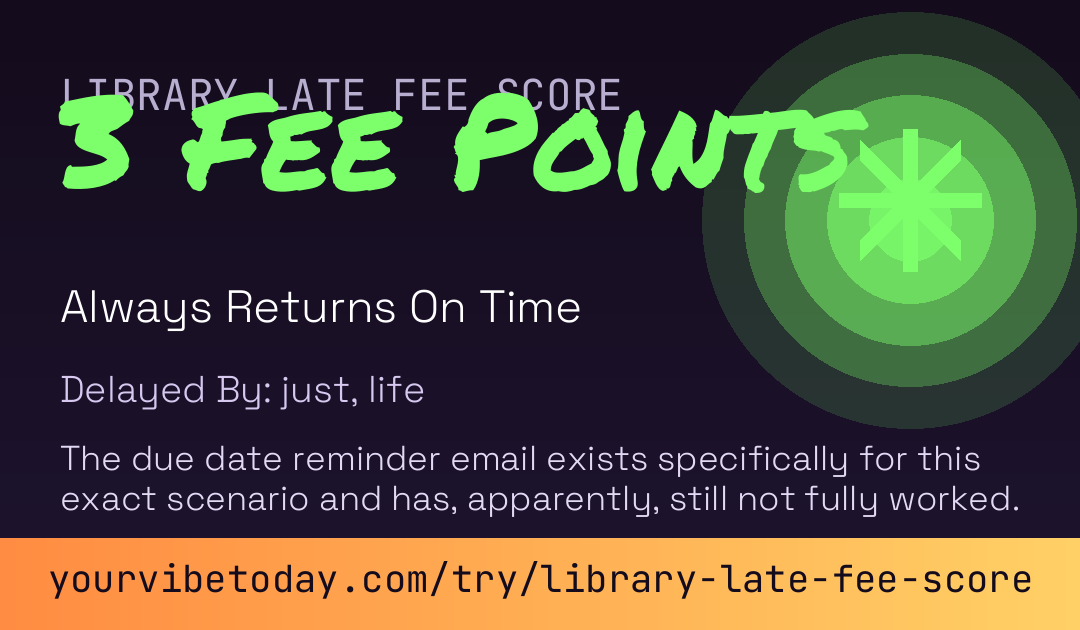 Library Late Fee Score card preview