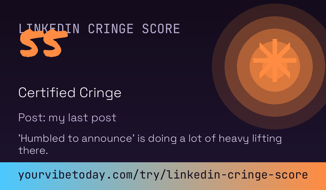 LinkedIn Cringe Score card preview