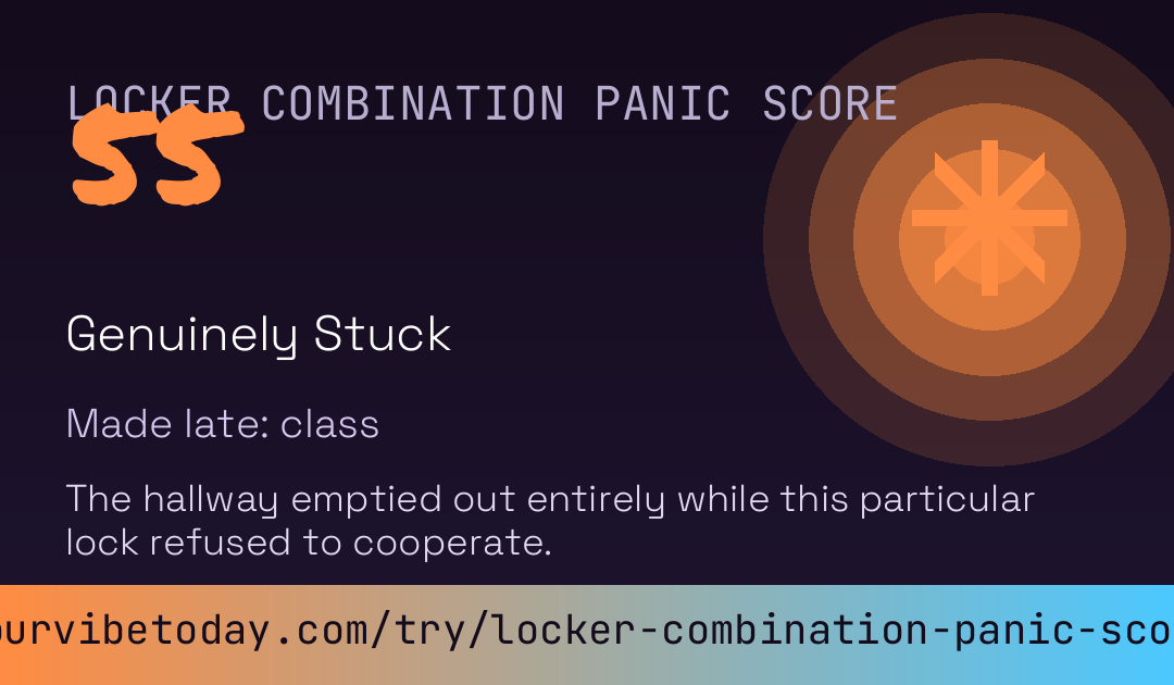 Locker Combination Panic Score card