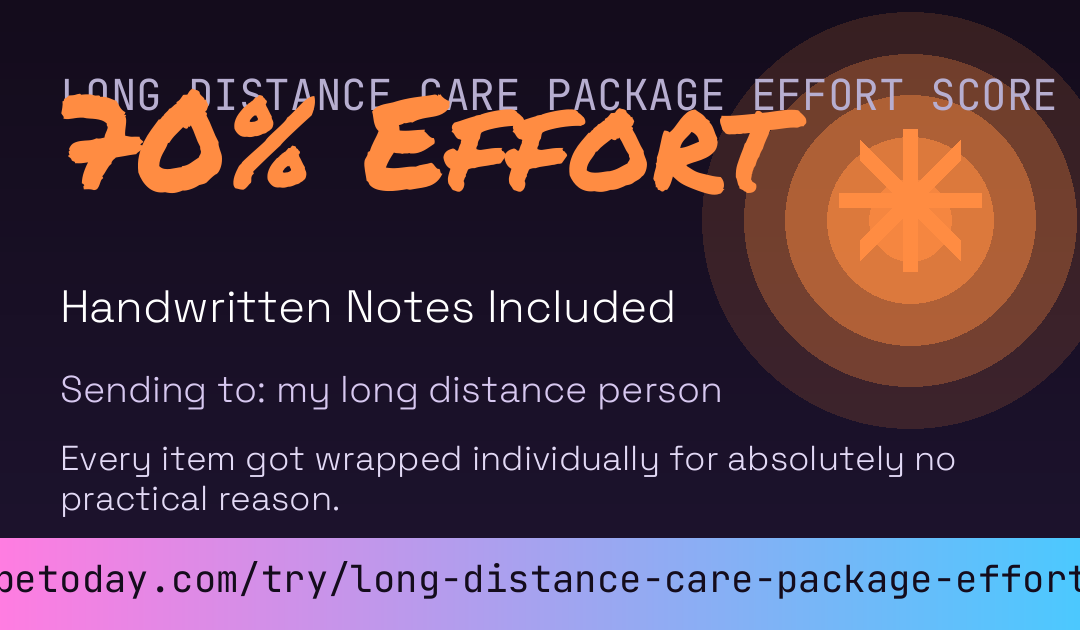 Long Distance Care Package Effort Score card preview