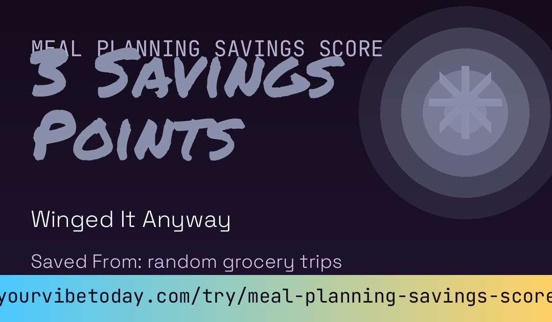 Meal Planning Savings Score card preview