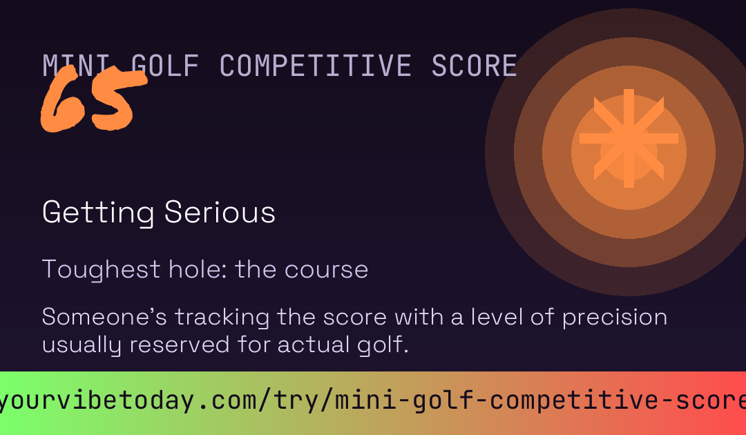 Mini Golf Competitive Score card