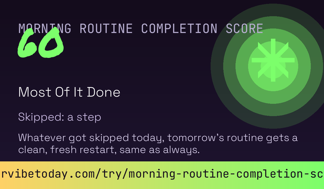 Morning Routine Completion Score card