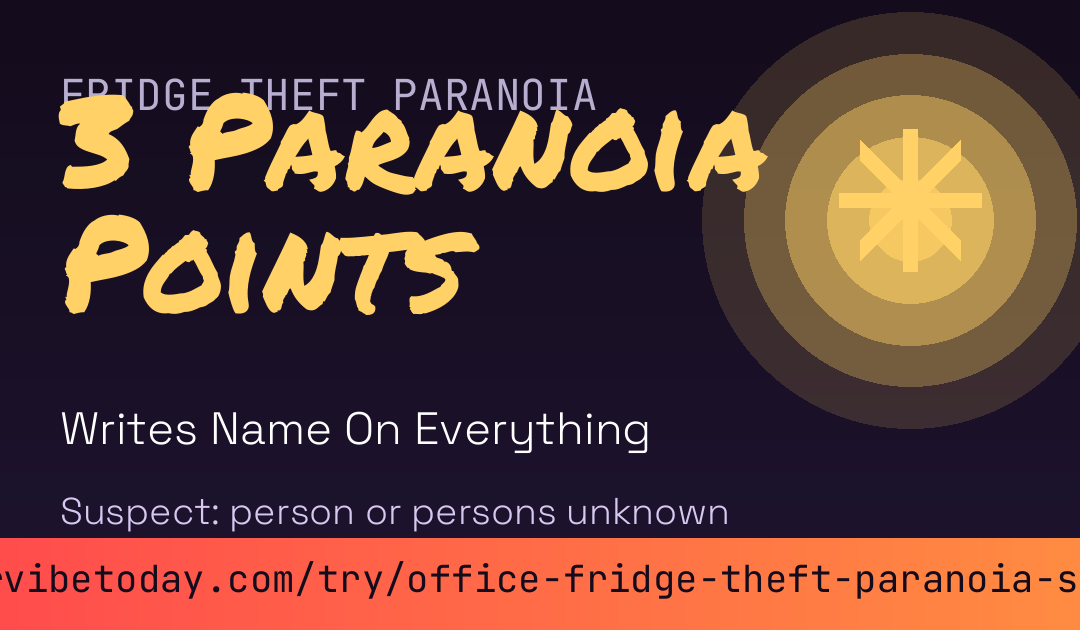 Office Fridge Theft Paranoia Score card preview