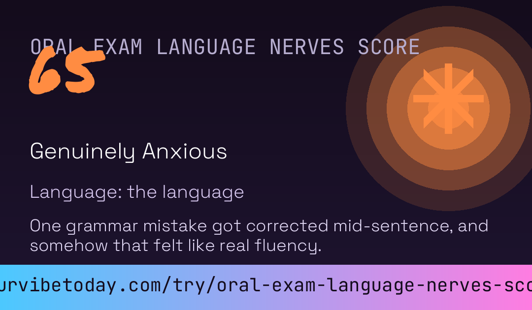 Oral Exam Language Nerves Score card preview