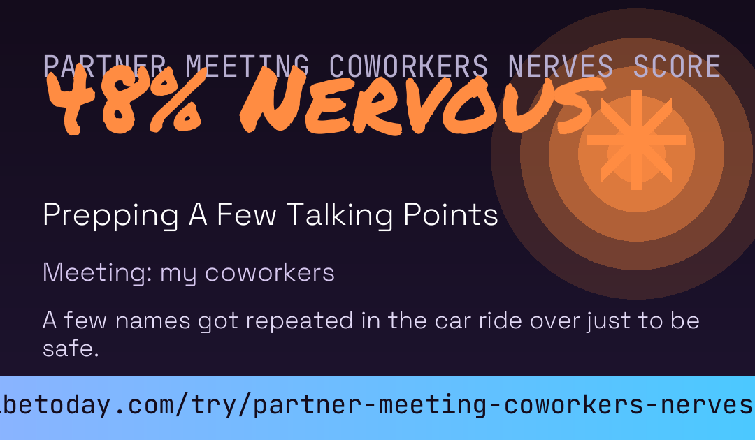 Partner Meeting Coworkers Nerves Score card