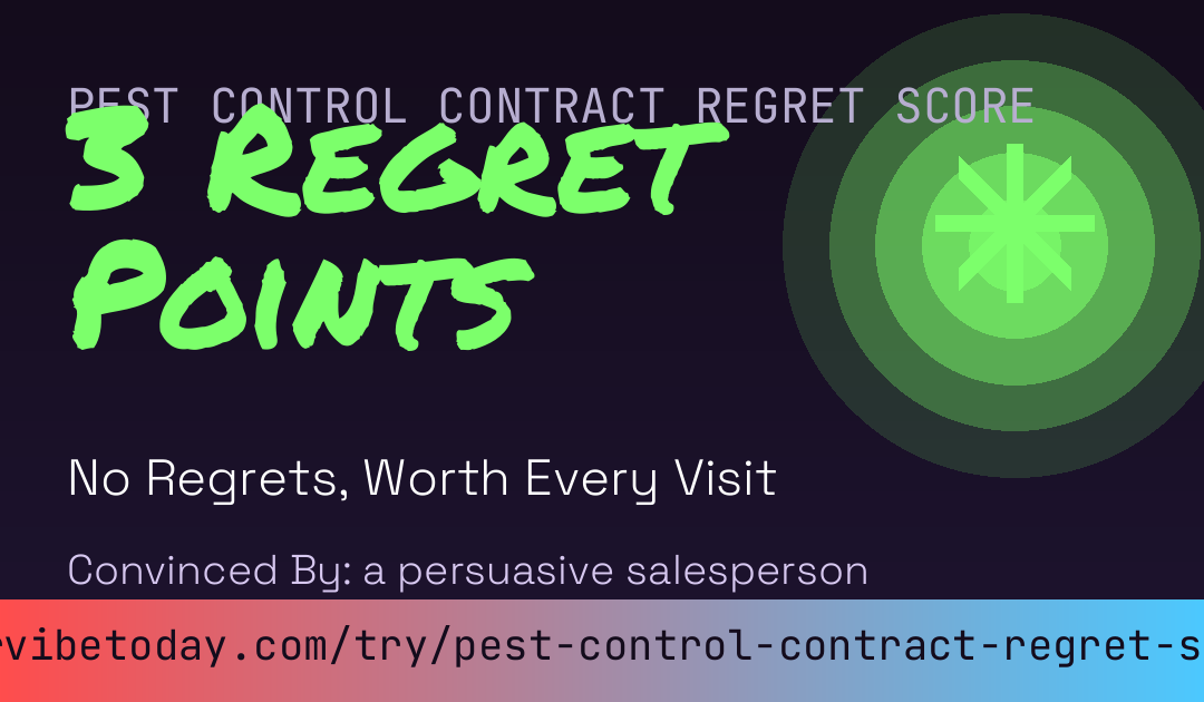 Pest Control Contract Regret Score card preview