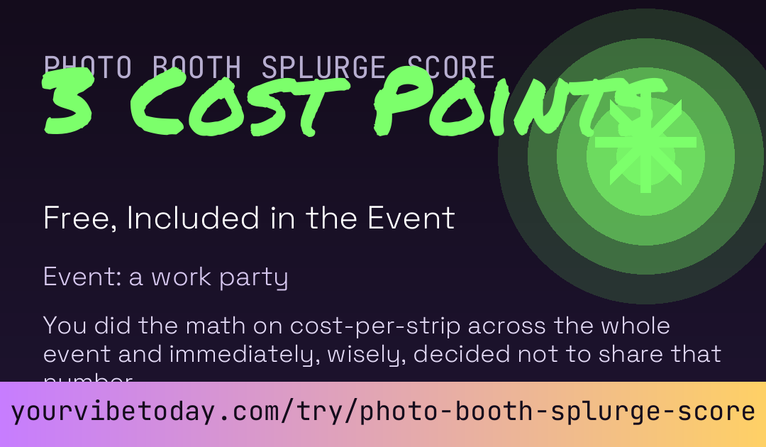 Photo Booth Splurge Score card