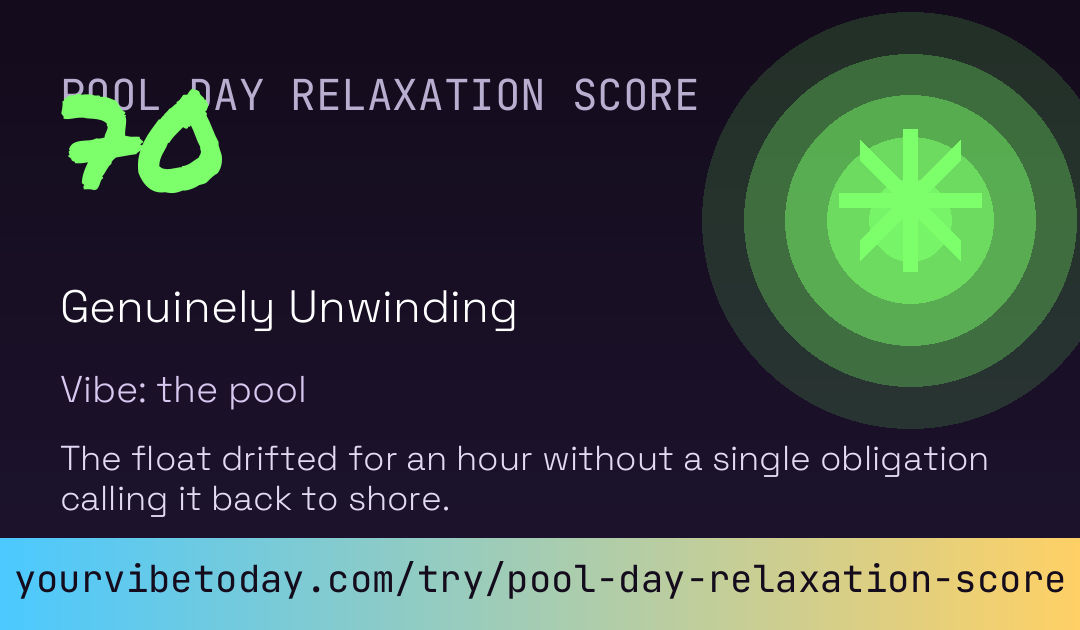 Pool Day Relaxation Score card preview
