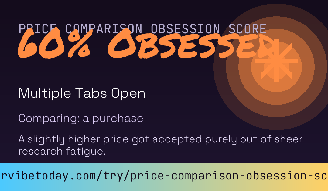 Price Comparison Obsession Score card