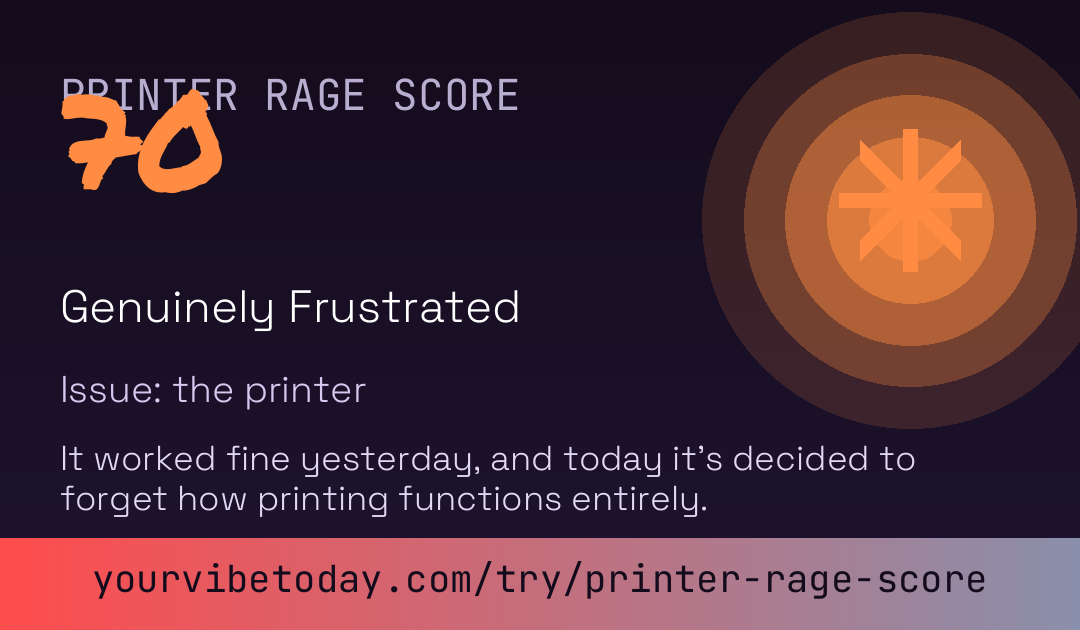 Printer Rage Score card