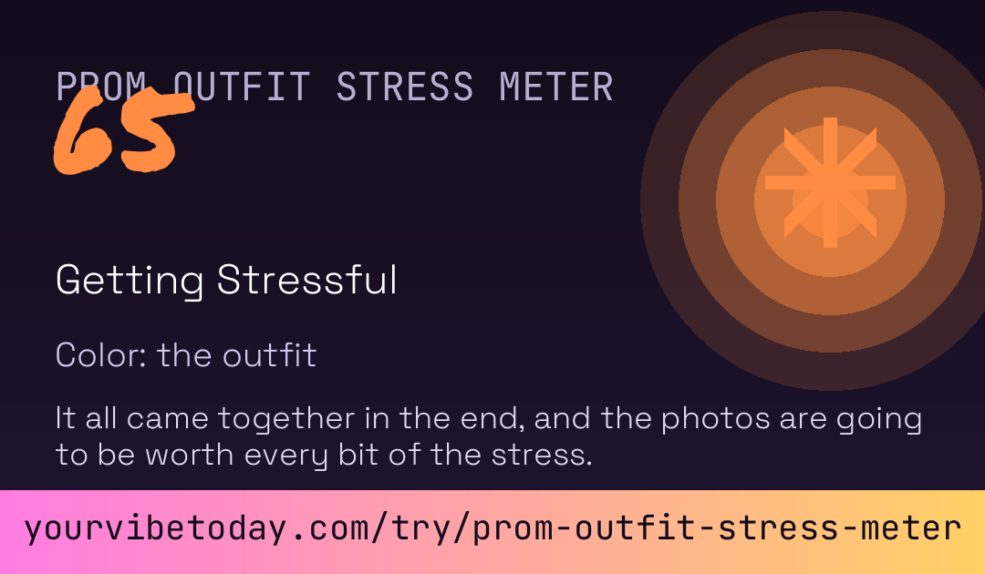 Prom Outfit Stress Meter card preview