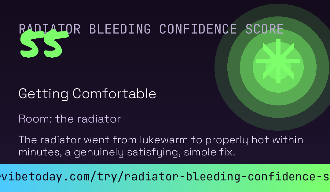 Radiator Bleeding Confidence Score card