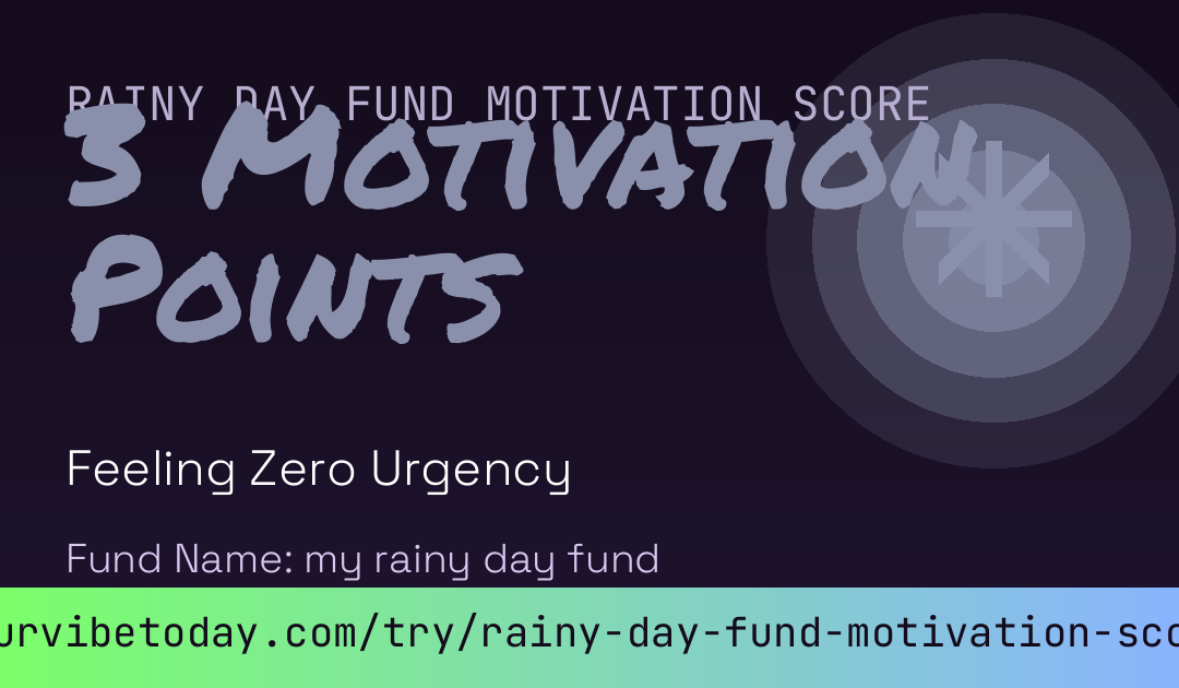 Rainy Day Fund Motivation Score card