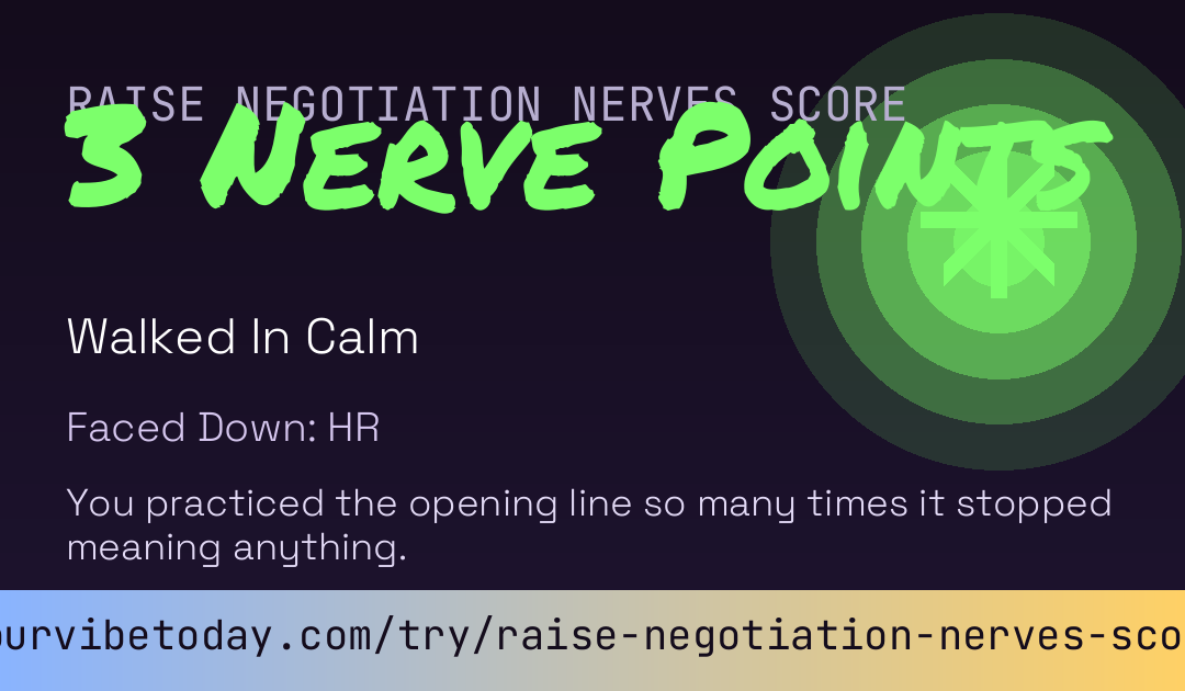 Raise Negotiation Nerves Score card
