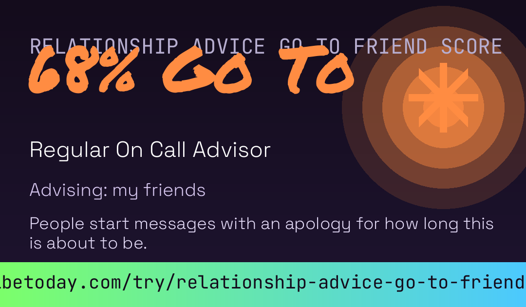 Relationship Advice Go To Friend Score card