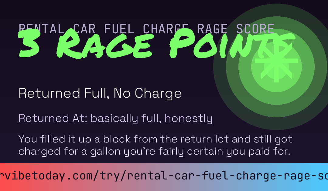 Rental Car Fuel Charge Rage Score card preview