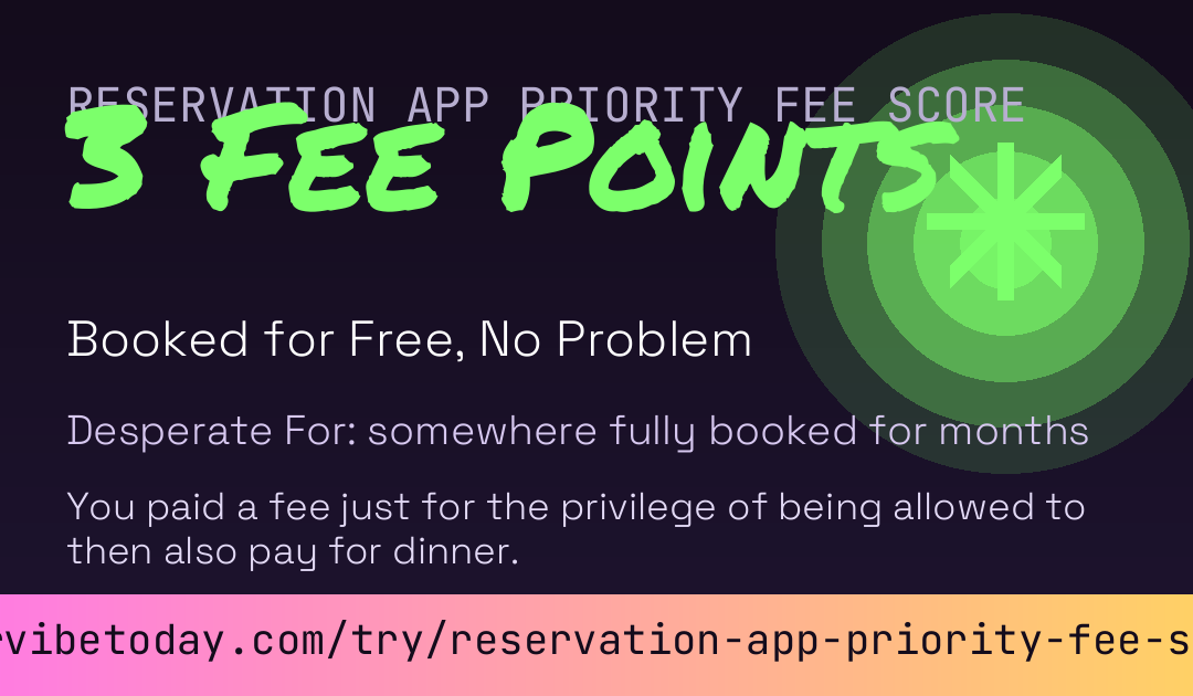 Reservation App Priority Fee Score card preview