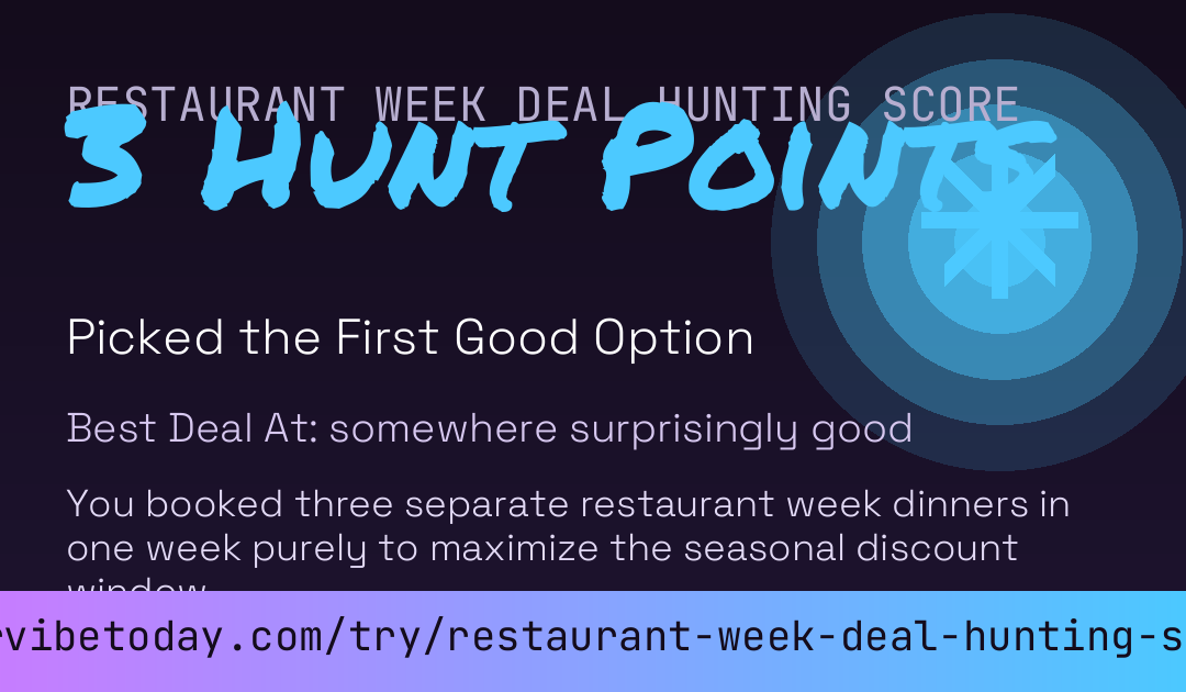 Restaurant Week Deal Hunting Score card