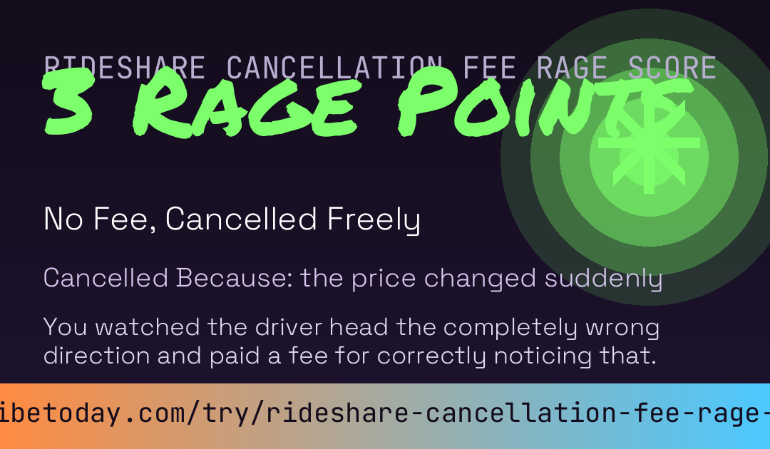 Rideshare Cancellation Fee Rage Score card