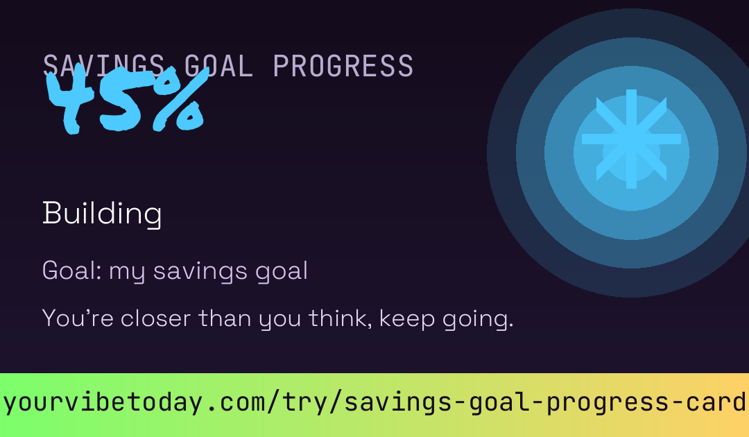 Savings Goal Progress Card card