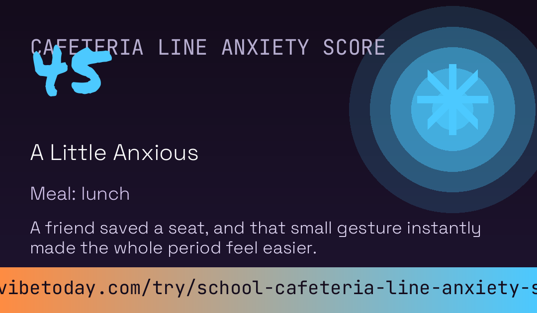 School Cafeteria Line Anxiety Score card