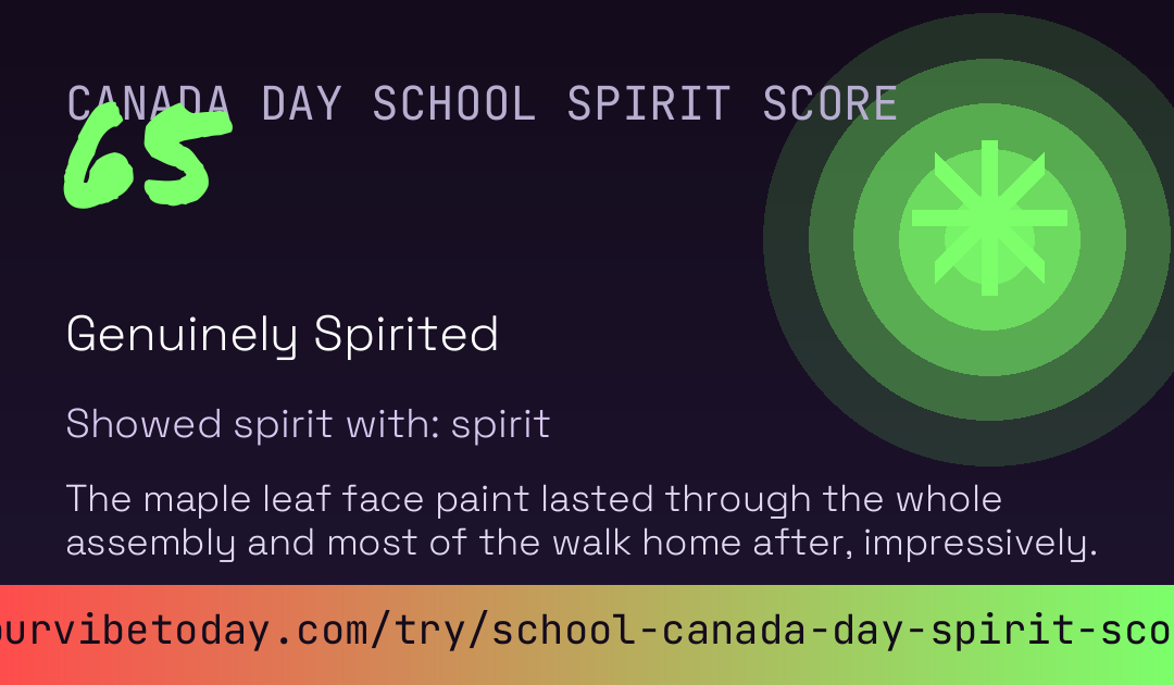 Canada Day School Spirit Score card