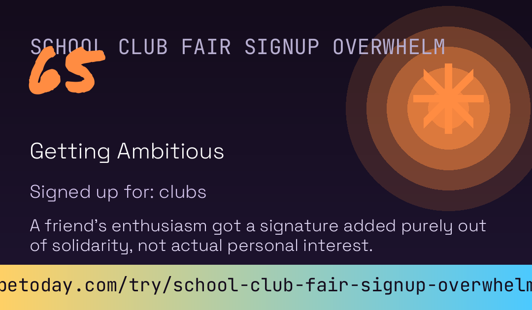 School Club Fair Signup Overwhelm Score card