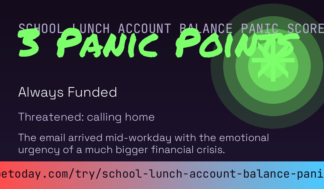 School Lunch Account Balance Panic Score card preview