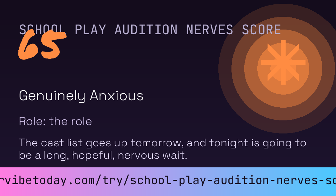 School Play Audition Nerves Score card