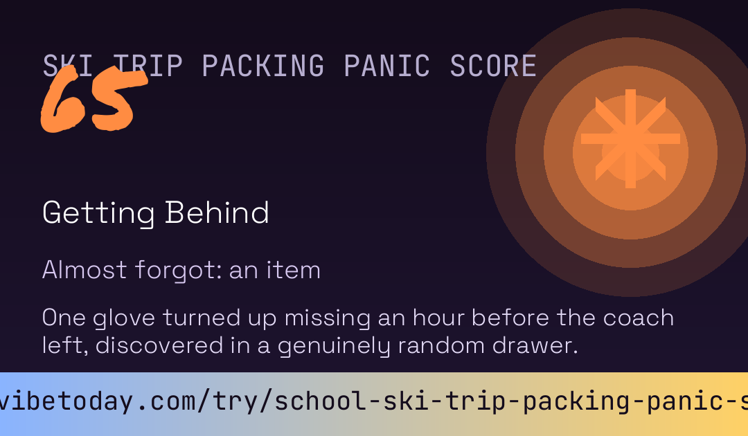 School Ski Trip Packing Panic Score card preview