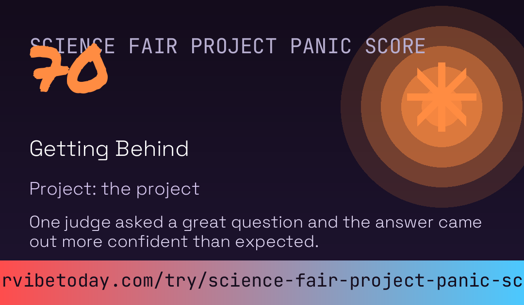 Science Fair Project Panic Score card preview