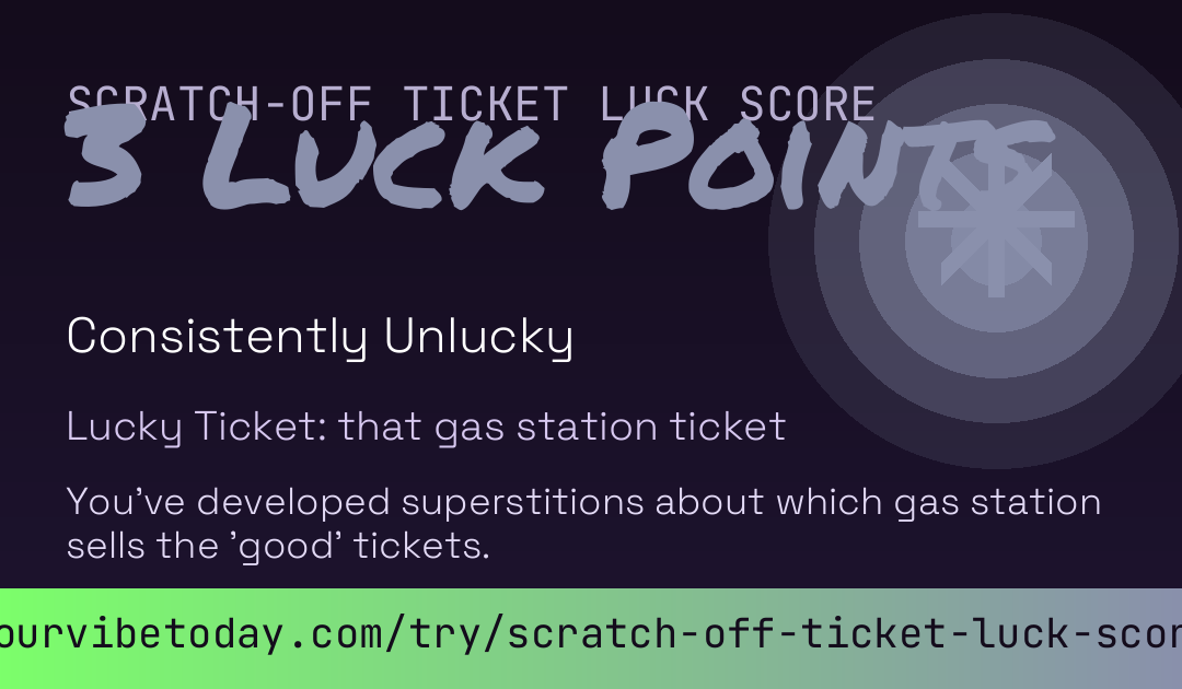 Scratch-Off Ticket Luck Score card