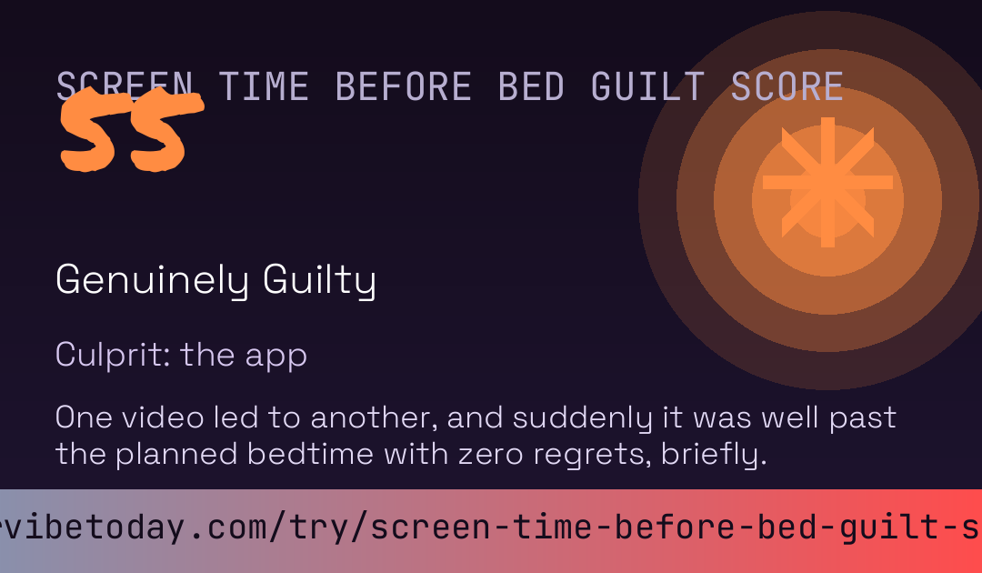 Screen Time Before Bed Guilt Score card preview
