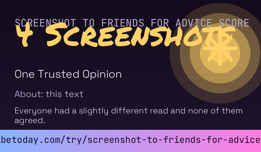 Screenshot To Friends For Advice Score card preview