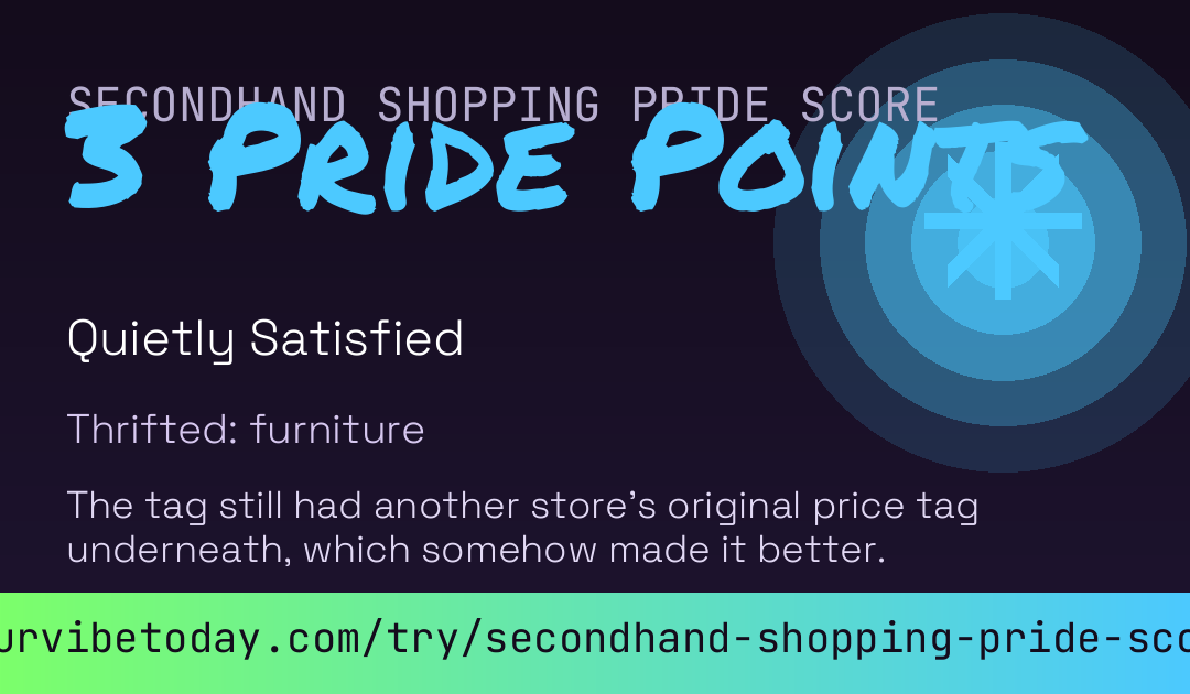Secondhand Shopping Pride Score card