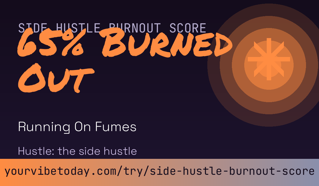 Side Hustle Burnout Score card