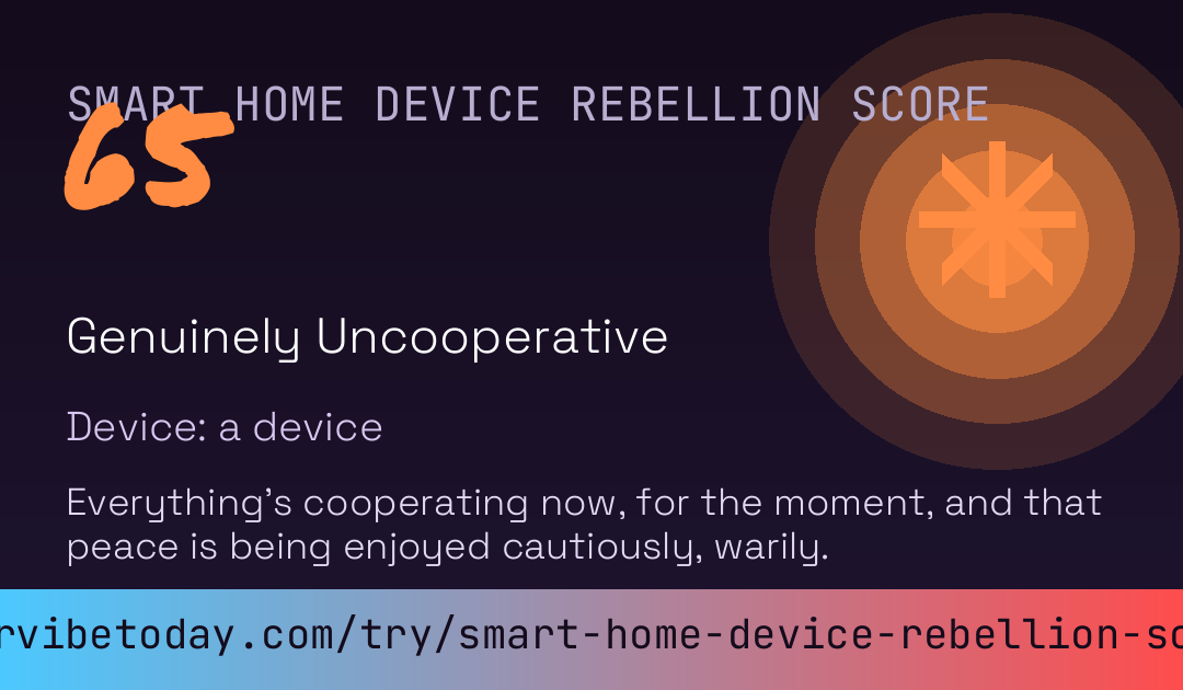 Smart Home Device Rebellion Score card