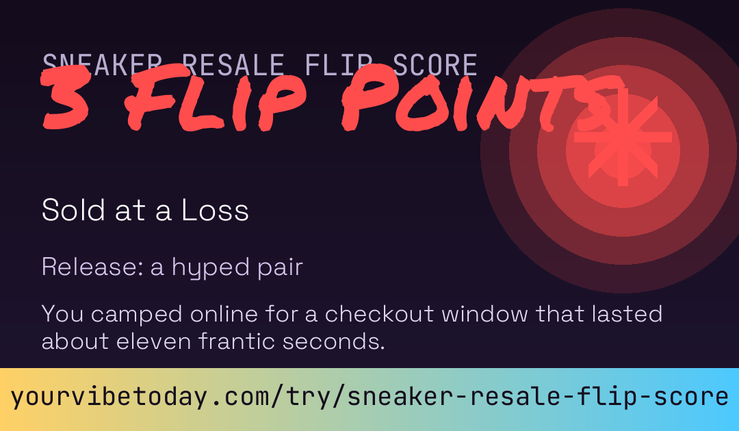 Sneaker Resale Flip Score card
