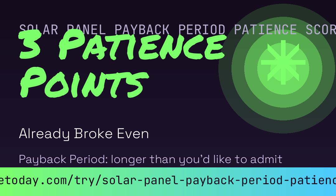 Solar Panel Payback Period Patience Score card