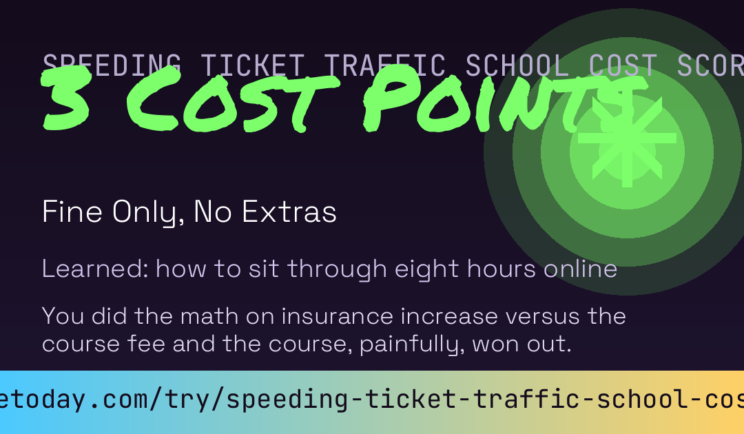 Speeding Ticket Traffic School Cost Score card
