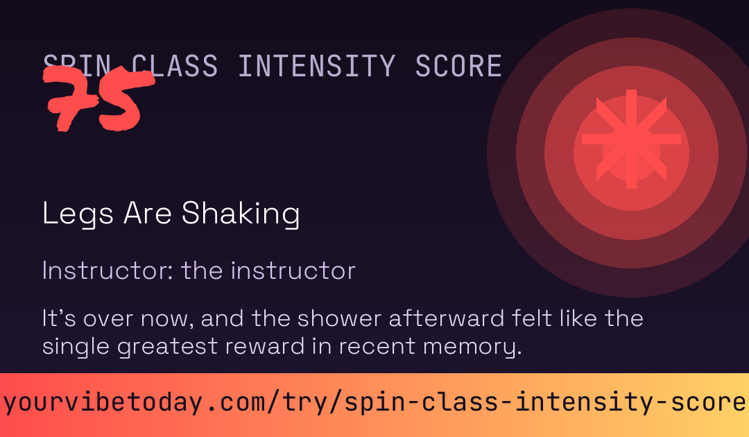 Spin Class Intensity Score card