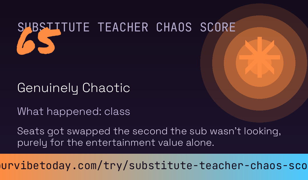 Substitute Teacher Chaos Score card