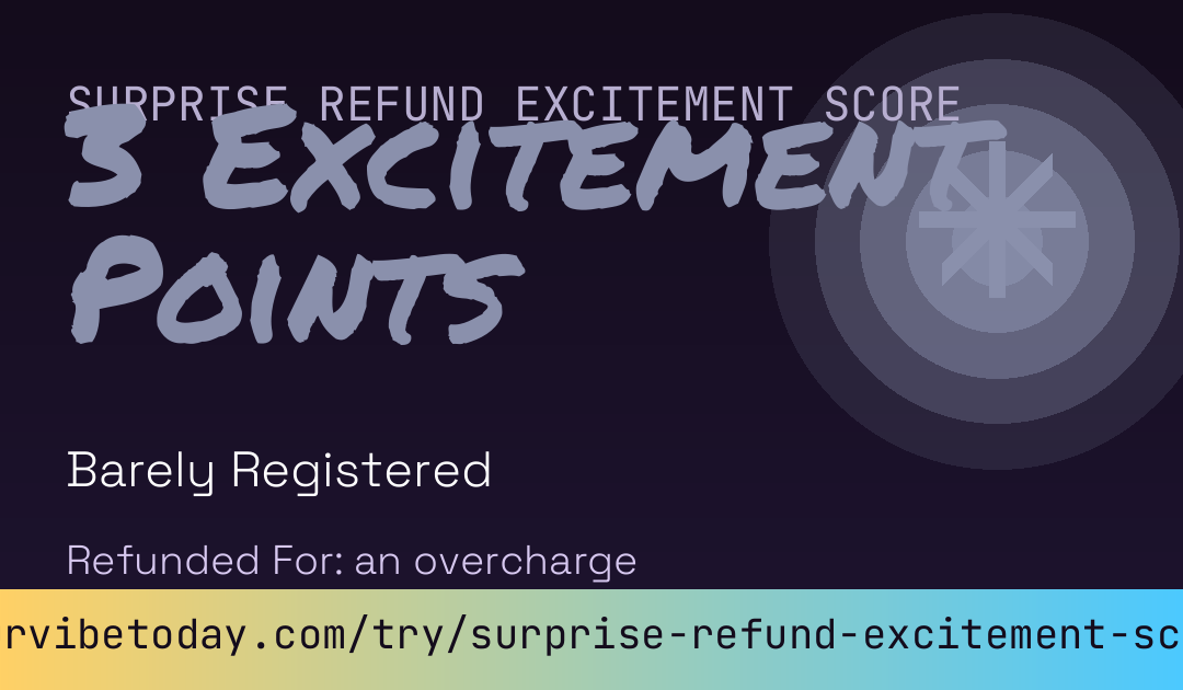 Surprise Refund Excitement Score card