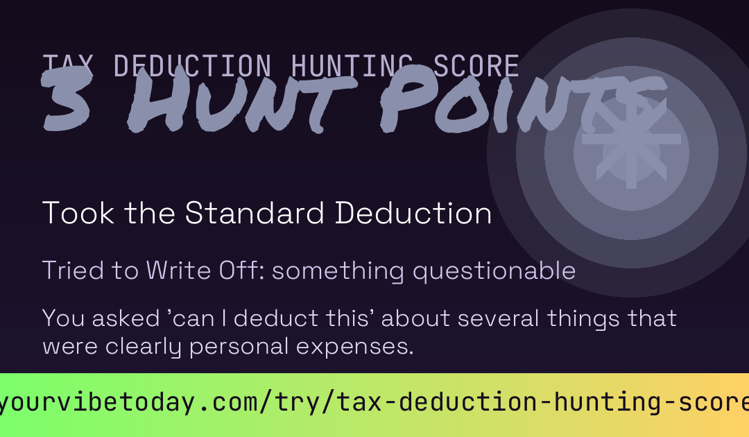Tax Deduction Hunting Score card preview
