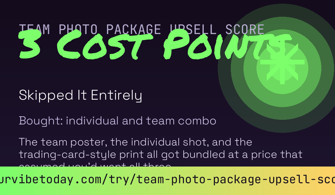 Team Photo Package Upsell Score card